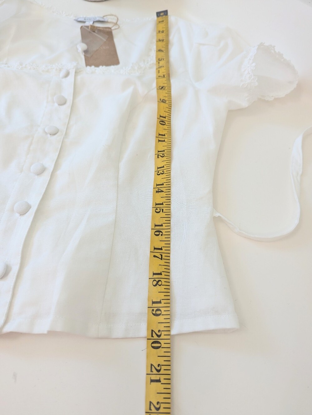 Ren Faire white lace Crochet blouse Small Boho Coquette Feminine Cottagecore - Picture 12 of 16